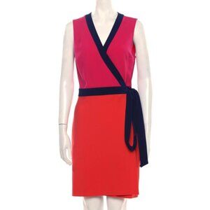 Diane von Furstenberg DVF Color Block Wrap Dress Size 8